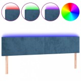 Cumpara ieftin Tablie de pat cu LED, albastru inchis, 180x5x78/88 cm, catifea
