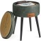 VASAGLE Taburet cu spatiu de depozitare, tapitat PU, cu 2 fete, diametru 32 cm, verde Household NewTrend