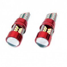 Bec de pozitie tip LED Canbus, T10 W2.1x9.5 W5W, 12-24V 2.5W, 27 SMD 3014 , culoare alb , AMIO, set 2 buc