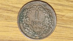 R08 Ungaria habsburgica -moneda raruta- 1 Kreuzer / Krajczar 1886 - I Ferenc J&oacute;zsef