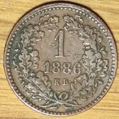 Ungaria habsburgica -moneda raruta- 1 Kreuzer / Krajczar 1886 - I Ferenc József