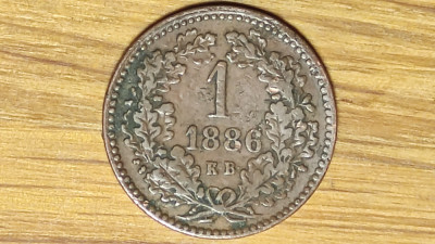 R08 Ungaria habsburgica -moneda raruta- 1 Kreuzer / Krajczar 1886 - I Ferenc J&amp;oacute;zsef foto
