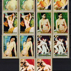 GUINEEA ECUATORIALA 1973 - Picturi, nuduri celebre/ serie completa MNH, perechi