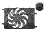 Ventilator radiator Chevrolet Cruze 20; Opel Astra J 2017; motor 1.6, 1.6 T, 1.8, mufa cu 4 pini, cu rezistor, 300W, diametru 400mm, motor + elice +