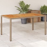 Gossi masa de gradina, bej, 150x90x75 cm, poliratan si lemn acacia