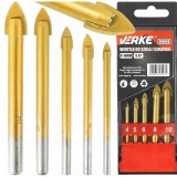 Set burghie pentru sticla si ceramica, 4-10 mm, 5 piese, Verke