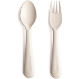 Mushie Fork and Spoon Set tac&acirc;muri Ivory 2 buc