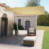 Cumpara ieftin Copertină autonomă retractabilă automat galben&amp;alb 500x350 cm