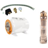 Ruris Aqua 101 + Dunarea 24 - Pompa submersibila de mare adancime 750 W 60 m 40 l/min 4 inch + Hidrofor