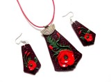 set colier si cercei cu fimo cu flori de maci 40709