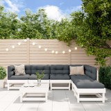 Gossi set mobilier de gradina cu perne, 7 piese, alb, lemn masiv