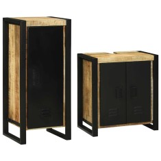 Set de mobilier pentru baie 2 pcs Maro Lemn de mango solid foto
