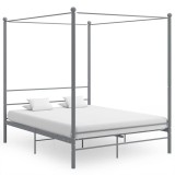 Cumpara ieftin Cadru de pat cu baldachin, gri, 160x200 cm, metal