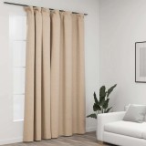 Draperie opacă, aspect de in, bej, 290 x 245 cm, cu c&acirc;rlige