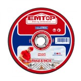 Disc de Taiere Metal si Inox EMTOP EACD101251, Diametru 125mm, Abraziv, Grosime 1.0mm, Centru Plat, pentru utilizare pe suprafete plane si in unghiuri