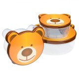 Set 4 caserole alimente cu capac din plastic , Zola&reg;, in forma de ursulet