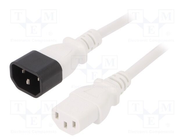 Cablu IEC C13 mamă - IEC C14 tată 0,5m 10A alb LIAN DUNG