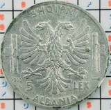 Albania 5 lek leke 1939 argint - km 33 - A014, Europa