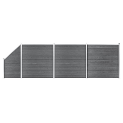 Set panouri gard, 3 pătrate + 1 oblic, gri, 619x186 cm, WPC foto