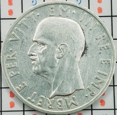 Albania 5 lek leke 1939 argint - km 33 - A010 foto