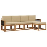 vidaXL Set de canapele de exterior 5 pcs Natural și Bej Poliester 3385134