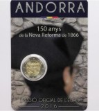 SV * Andorra 2 EURO 2016 * 150 Ani Noua Reforma / Constitutia 1866 * PROOF, Europa, Nichel