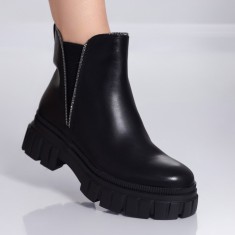 Ghete Dama Imblanite Negre din Piele Ecologica Loran, 37