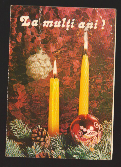 CPIB 19462 FELICITARE DE ANUL NOU - LUMANARI, GLOBURI, CONURI DE BRAD