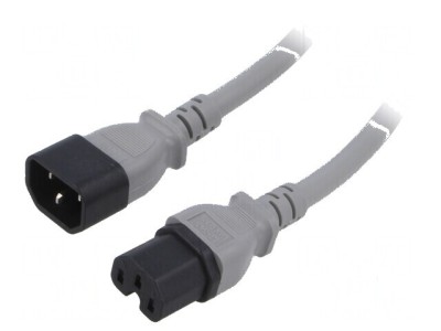 Cablu IEC C14 C15 1,8m 3x14AWG 15A gri PVC foto