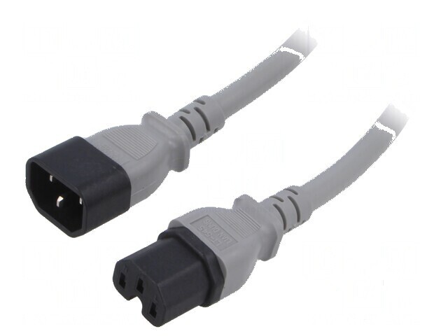 Cablu IEC C14 C15 1,8m 3x14AWG 15A gri PVC