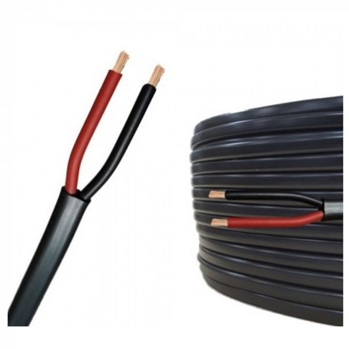 Cablu Electric Plat Negru 2x0,5mm (MYYUP). 100m/rola
