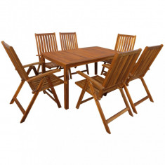 Set mobilier de exterior, 7 piese, lemn masiv de acacia