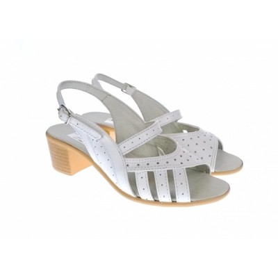 Oferta marimea 37, 40 - Sandale dama de vara cu toc de 5 cm, din piele naturala, alba, LS26ABOX foto