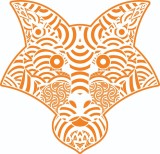 Cumpara ieftin Sticker decorativ, Mandala, Lup, Portocaliu, 60 cm, 7252ST-2, Oem