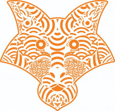 Sticker decorativ, Mandala, Lup, Portocaliu, 60 cm, 7252ST-2 foto