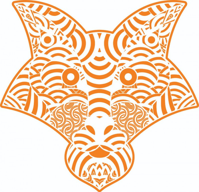 Sticker decorativ, Mandala, Lup, Portocaliu, 60 cm, 7252ST-2
