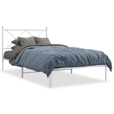 vidaXL Cadru de pat metalic cu tăblie, alb, 100x190 cm foto