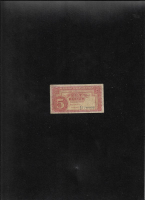 Rar! Cehoslovacia 5 korun coroane 1945 seria776003 foto