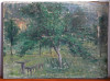 In gradina - tablou ulei pe panza semnat 1943, pictura originala, sasiu 61x45cm, Natura, Impresionism