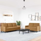 vidaXL Set de canapele cu perne, 2 piese, maro, catifea 3278398