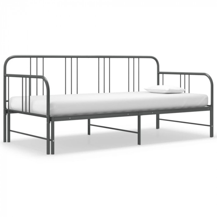 vidaXL Cadru pat canapea extensibilă, gri, 90 x 200 cm, metal