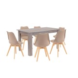 Cumpara ieftin Set de masă Zara 6+1 bej-stejar York