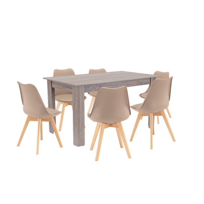 Set de masă Zara 6+1 bej-stejar York