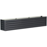 Outsunny Pătrat de grădină pat &icirc;nălțat din oțel galvanizat bare de susținere și plăci de colț fund deschis 240 x 40 x 45 cm gri &icirc;nchis | Aosom Romania