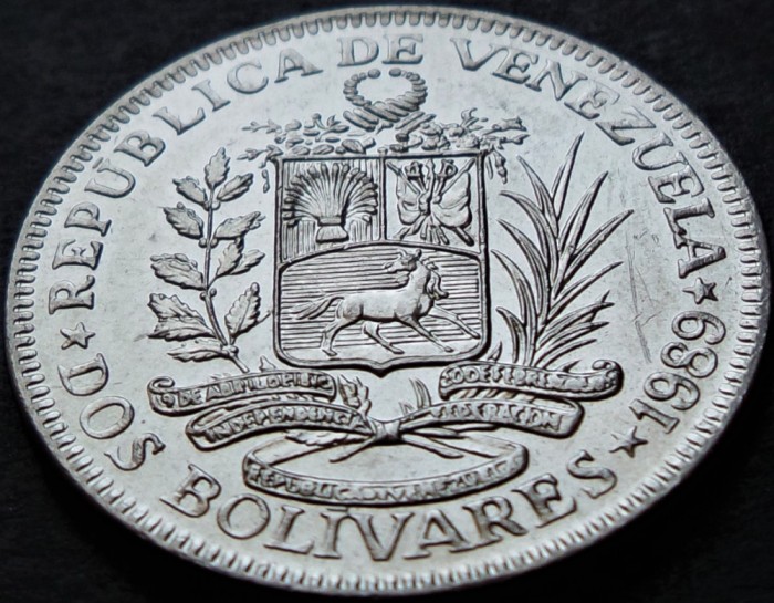 Moneda exotica 2 (DOS) BOLIVARES - VENEZUELA, anul 1989 * cod 4897