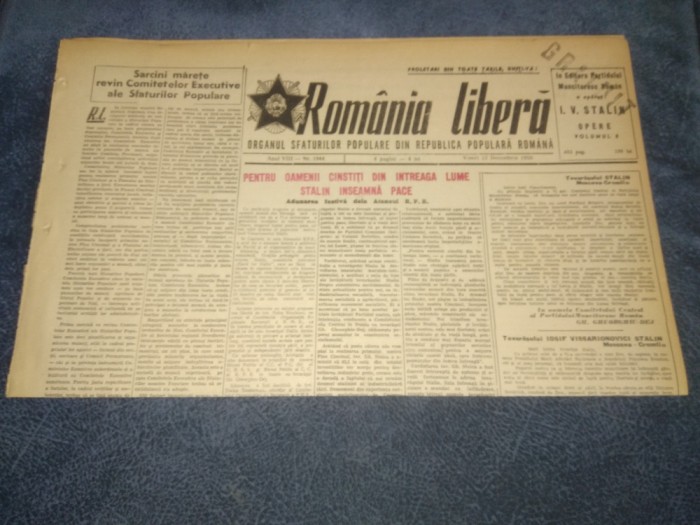 ZIARUL ROMANIA LIBERA 22 DECEMBRIE 1950