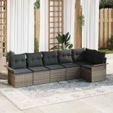 VidaXL Set de canapele de grădină , 6 piese cu perne &ndash; gri, din rattan poliester.