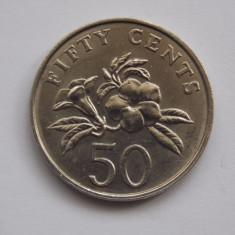 50 CENTS 1987 SINGAPORE (upwards ribbon - reeded edge)