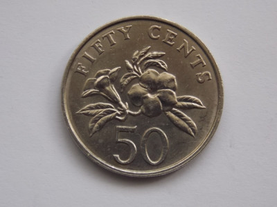 50 CENTS 1987 SINGAPORE (upwards ribbon - reeded edge) foto