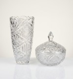 Set de Lux din Cristal de Bohemia &ndash; Vază și Bombonieră cu capac (Stare Impecabilă)